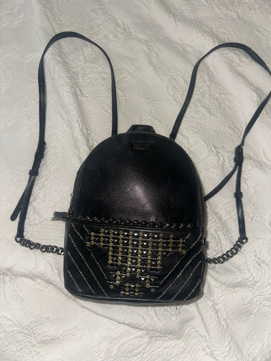 Victoria's Secret Handbags - Victoria’s Secret Black Studded Mini Backpack with Gold Accents